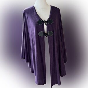 Purple Toggle-Front Women's Sweater Cape